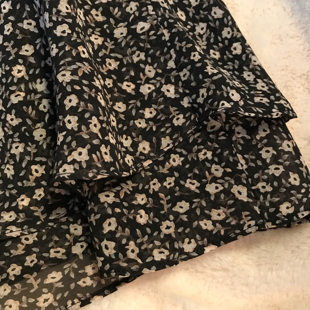 Vintage EXPRESS floral ruffle A-line skirt Sz Sm - Picture 3 of 5